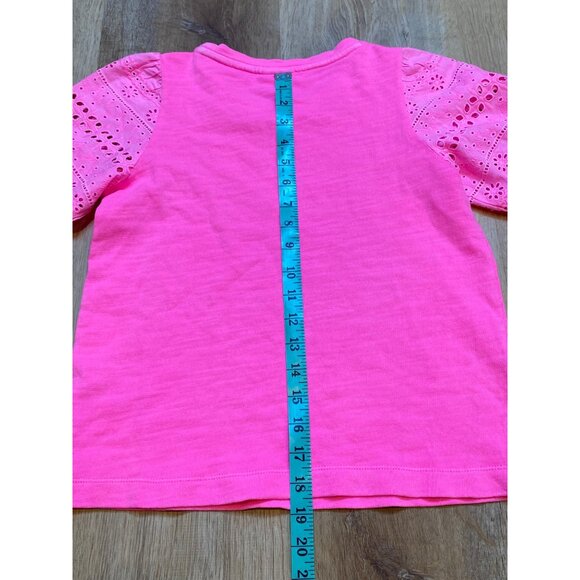 Lilly Pulitzer Girls Pink Eyelet Sleeve Top Size XL 12/14 - Picture 5 of 5